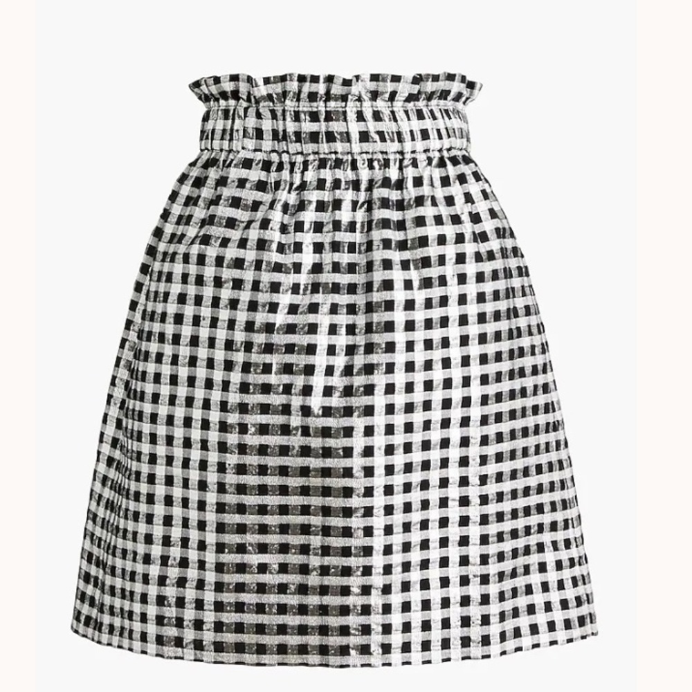 J. Crew Black and Silver GinghamSkirt